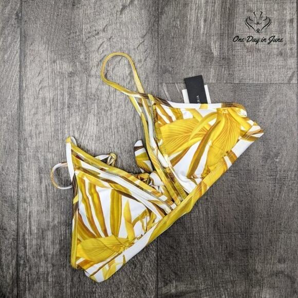 Bcbgmaxazria Palm Leaf Bikini Top Size 6 - Picture 3 of 4